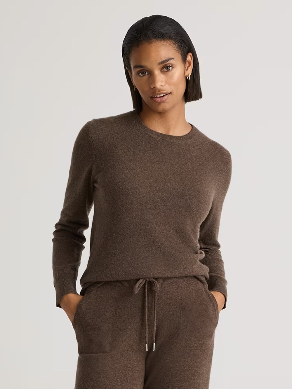 Quince Mongolian Cashmere Classic Crewneck Women’s Sweater in Chocolate Brown S - Picture 2 of 11